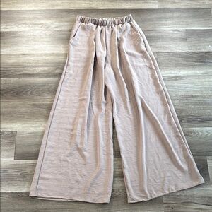 Tres Bien Womens Size S Small Pants Tan 100% Polyester Wide‎ Leg Flowy Neutral